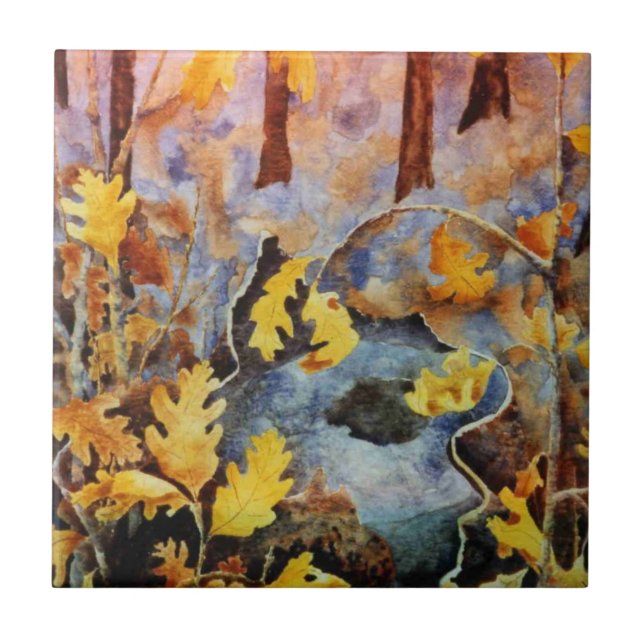 Vit ekstump vid fall med stickande groddar kakelplatta (Framsidan)