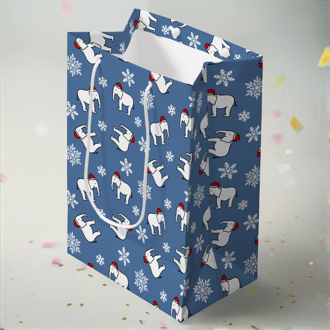 Vit Elefant-fest Jul (blå) presentpåse (Skapare uppladdad)