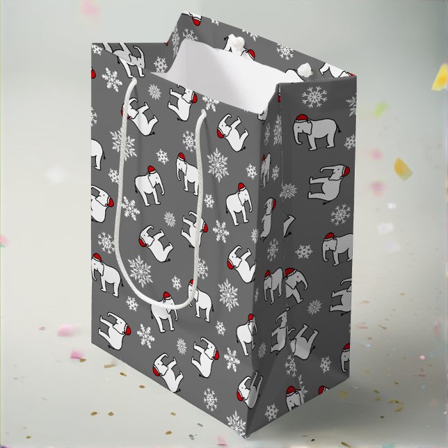 Vit Elefant-fest Jul (grå) presentpåse (Skapare uppladdad)