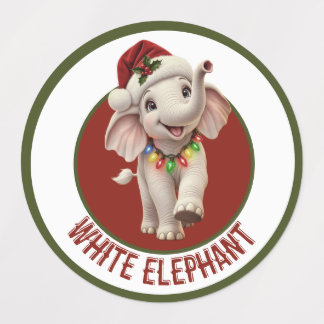 Vit Elefant Jul Klistermärke