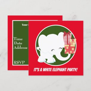 Vit elefant - Julfest vid jul Inbjudningar