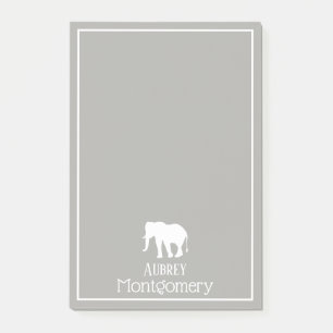 Vit Elefant Silhouette Personlig Post-it Block
