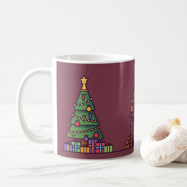 vit elefantgåva från julgran Jultomten Kaffemugg (Med munk)