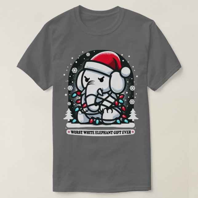 Vit elefantgåva som är värst någonsin upp i julkla t shirt (Design framsida)