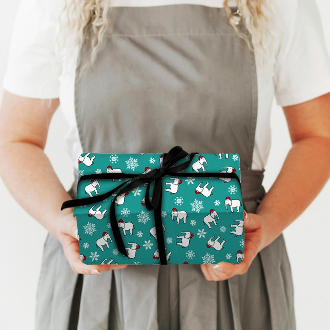 Vit elefantjul (Teal) Papper inkapsling Presentpapper (Skapare uppladdad)