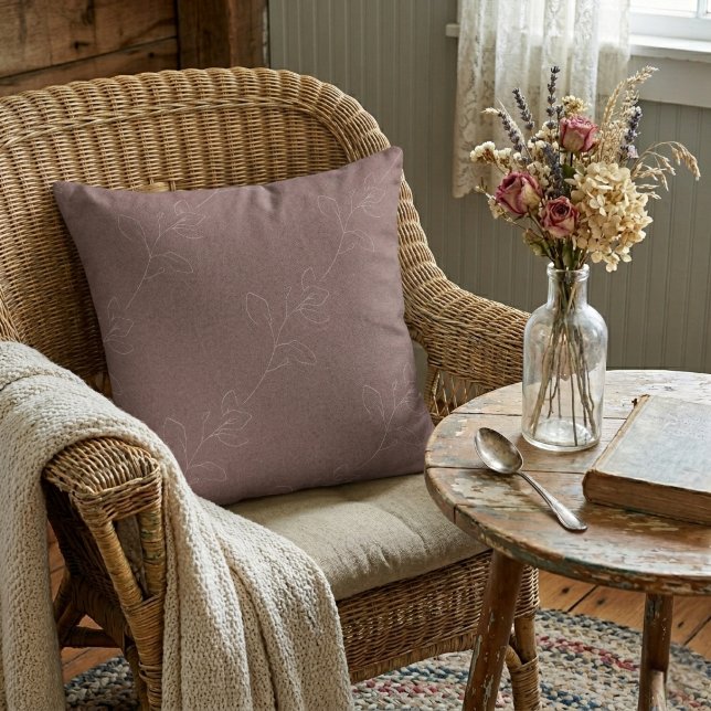 Vit Elegant Blommig Modern Ull Mauve Kudde (Skapare uppladdad)