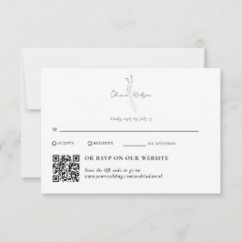 Vit Elegant Botanisk Traditionell & QR-kod OSA Kort