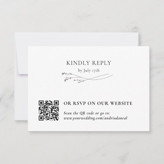 Vit Elegant Botanisk Traditionell & QR-kod OSA Kort (Framsida)