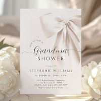 Vit Elegant Bow Grandma Shower-inbjudan