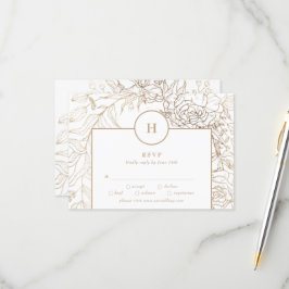 Vit Elegant Guld Monogram Utandning Bröllop OSA Kort