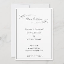 Vit Elegant Minimalistisk Botanisk Bröllop