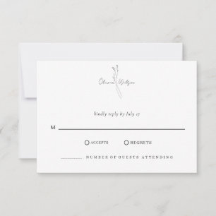 Vit Elegant Minimalistisk Botanisk Bröllop OSA Kort