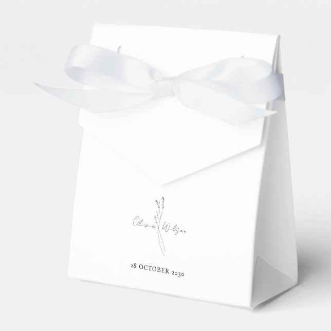 Vit Elegant Minimalistisk Botanisk Bröllop Presentaskar (Framsidan Sidan)