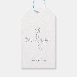 Vit Elegant Minimalistisk Botanisk Presentetikett