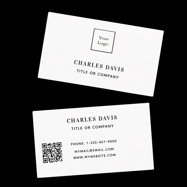Vit elegant - minimalistisk Qr-logotyp Visitkort (Skapare uppladdad)
