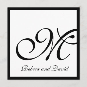 Vit Elegant Monogram Bröllopsinbjudningar Inbjudningar