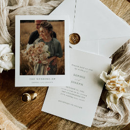 Vit Elegant och foto | Bröllop Inbjudningar