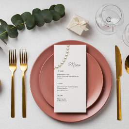 Vit Elegant Pearl Bröllop Menu Meny