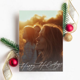 Vit Elegant Prakt Foto Glad Julkort