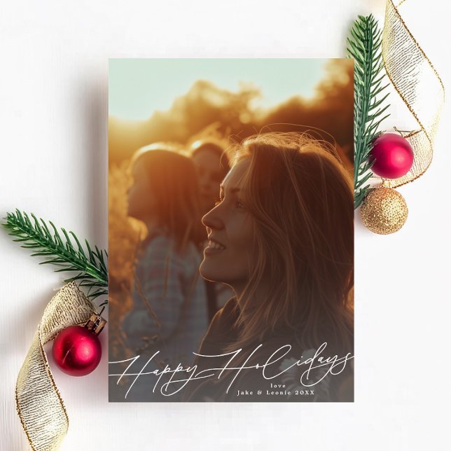 Vit Elegant Prakt Foto Glad Julkort (Skapare uppladdad)