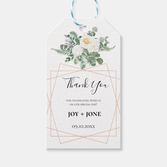 Vit elegant tack-gåva presentetikett (Framsidan)