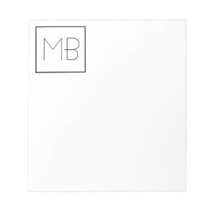 Vit Elegant Unik Monogram Anteckningsblock