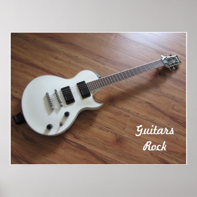 Vit elektrisk gitarr poster (Framsidan)