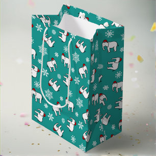 Vit Elephant Party jul (Teal) Gift Bag
