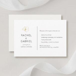 Vit & Elfenben Chic Minimal Floral Bröllop RSVP OSA Kort