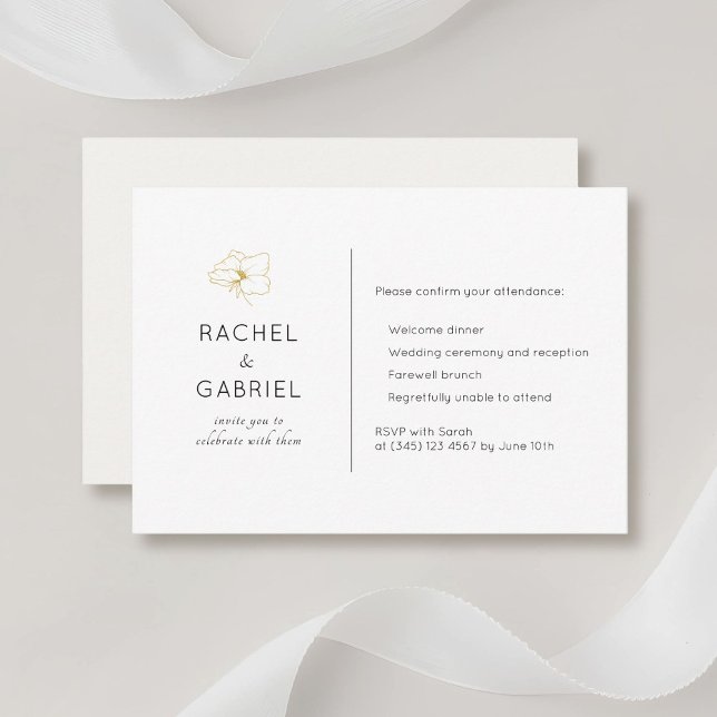 Vit & Elfenben | Chic Minimal Floral Bröllop RSVP OSA Kort (Skapare uppladdad)