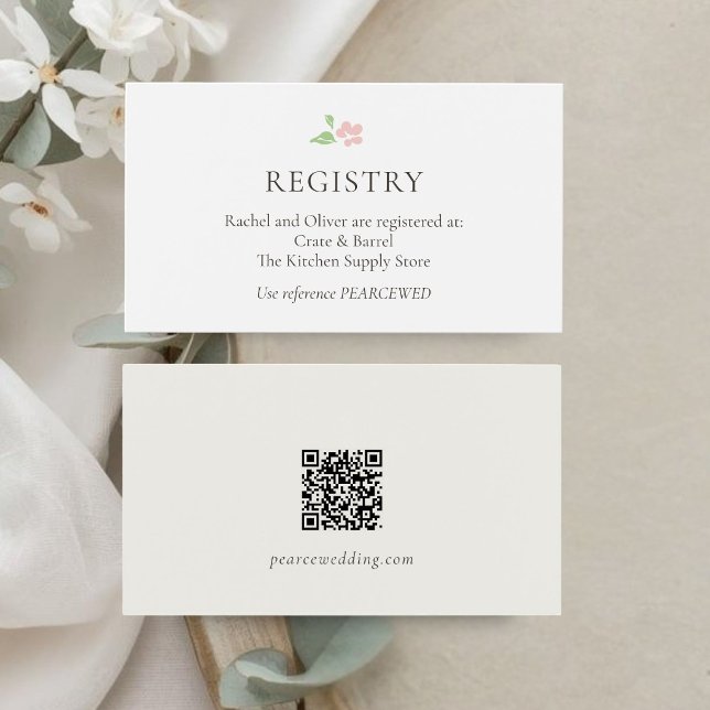 Vit & Elfenben | QR Bröllopsgåva Registreringskort Visitkort (Skapare uppladdad)