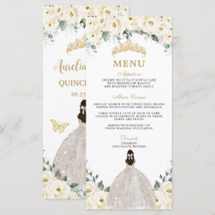 Vit Elfenbensros Blommig Prinsessa Quinceañera Men Program