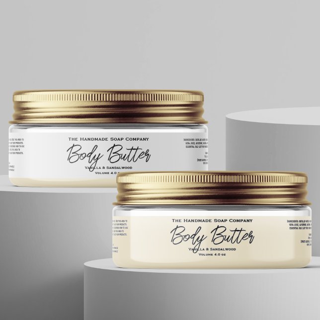 Vit eller klar etikett för body butter 1" x 7" (Skapare uppladdad)
