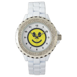 Vit Enamel, damernas Lycklig, Ansikte Armbandsur