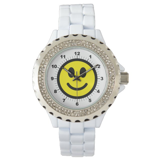 Vit Enamel, damernas Lycklig, Ansikte Armbandsur (Framsida)
