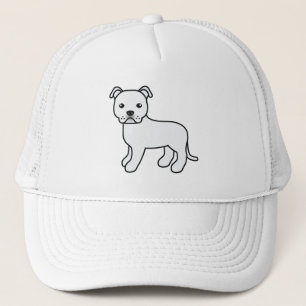 Vit engelsk Staffordshire Bull Terrier Hund Keps