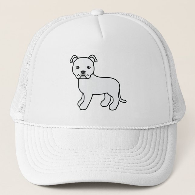Vit engelsk Staffordshire Bull Terrier Hund Keps (Framsida)