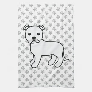 Vit engelsk Staffordshire Bull Terrier Hund Kökshandduk