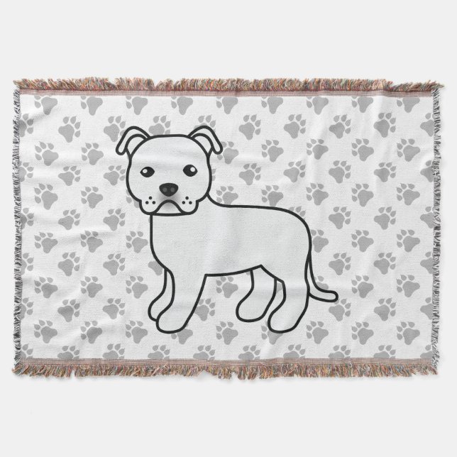 Vit engelsk staffordshire bullterrier hund filt (Framsidan)