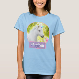 Vit enhörning ponny t shirt
