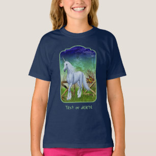 Vit enhörning skogsport fantasihästkonst  t shirt