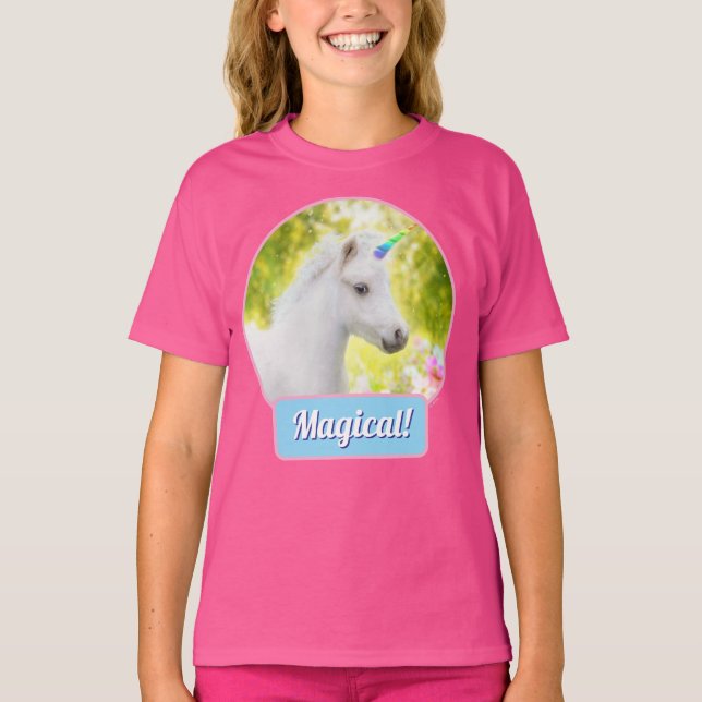 Vit enhörning t shirt (Framsida)