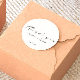 Vit enkel Elegant Tack Bröllop Runt Klistermärke