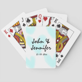vit enkel minimal textstil bröllop blå hjärta casinokort