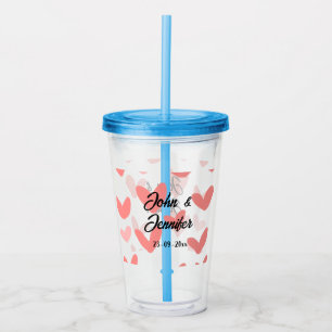 vit enkel minimal textstil bröllop rött hjärta take away mugg