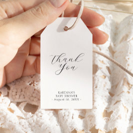 Vit enkel, minimalistisk babyskare Tack Presentetikett