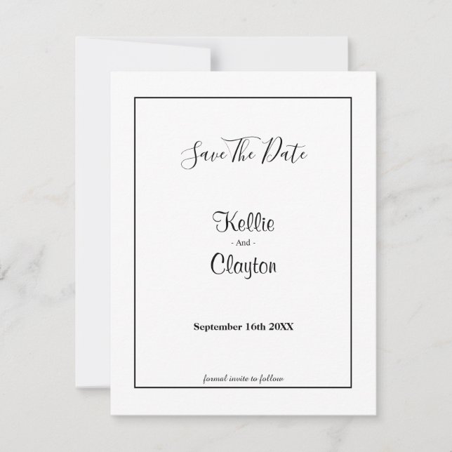 Vit enkel ram Spara datum (Framsida)