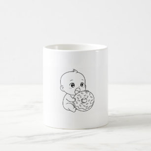 Vit, enkelt mugg med baby och gigantisk åsna