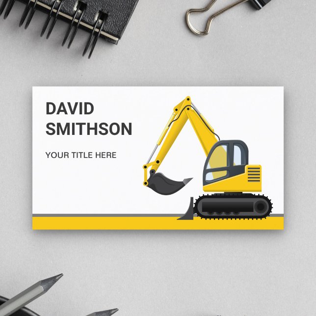 Vit entreprenadmaskin bulldozer grävmaskin visitkort (Skapare uppladdad)