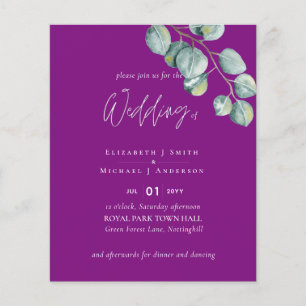 Vit EUCALYPTUS Bröllop Flygblad